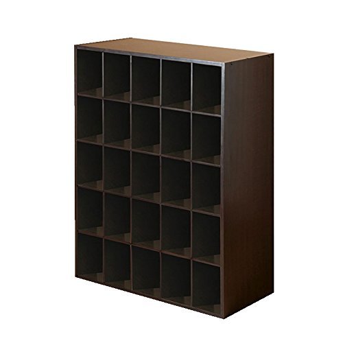 Closet Shoe Organizer Storage Cabinet Cube, 25 Pair Floor Cubby - Espresso by RB Spaces