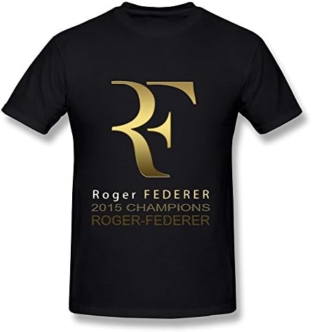 DMENDO Men's Roger Federer 2015 Champions Wimbledon Logo T-shirt XL Black