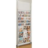 JKプラン 突っ張り収納シリーズ 間仕切りウォールラック ホワイト幅90cm マガジンホルダー3本・CDホルダー5本セット jsk-014/jsk-015