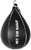HIT ''EM HARD Real Leather Speed Ball Boxing Punch Bag MMA Pear Shape Free Swivel