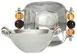 Aluminum Square Bowl with Dark Mocha and Gold Glass Bead Handles 6 1/2" x 6 1/2" x 2 3/4"