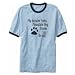 RINGER T-SHIRT LIGHT BLUE  MY GREATER SWISS MOUNTAIN DOG THINKS I'M GREAT 