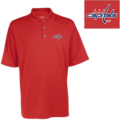 Antigua Men's NHL Washington Capitals Exceed Desert Dry Xtra-Lite Short Sleeve Polo, Dark Red, X-Large