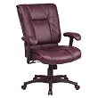 Mid-Back Executive Leather Chair with Adjustable Arms - Burgundy