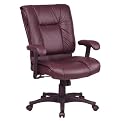 Mid-Back Executive Leather Chair with Adjustable Arms - Burgundy