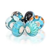 Bling Jewelry Halloween Gift Blue Topaz and Citrine Color Glass Bead Bundle Sets 925 Silver Fits Pandora