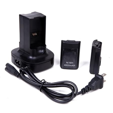 HDE® Dual Battery Charging Station compatible with XBOX 360 (2 Batteries Included)