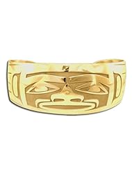14K Yellow Gold Northwest Coast Native American Welcome Bracelet. Made in USA.