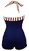COCOSHIP Women's 50s Retro Navy Blue Nautical One Piece Maillot Anchors Away Swimsuit(FBA)