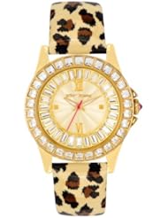 Betsey Johnson Womens BJ00004-02 Analog Leopard Printed Strap Watch