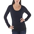 Mossimo Supply Co. Juniors Core Long Sleeve Scoopneck Top - Ebony