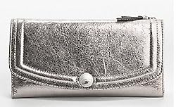 Coach Hamptons Leather Checkbook Case & Wallet Silver Pewter 46240