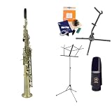 Legacy SS1000BN Intermediate Antique Finish Soprano Saxophone with Case, Accessories and Yamaha Mouthpiece, The Instrument Store Starter Kit