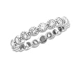 18k White Gold Round Brilliant Cut Diamond Etemity Ring / Band, Size 6 (G-H, SI, 1.40 carat)