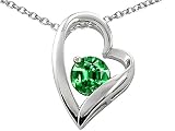 1.25 cts 14k White Gold Plated 925 Sterling Silver and Lab Created Round Emerald Pendant