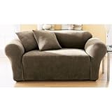 Stretch Pique Loveseat Slipcover (Box Cushion) Fabric: Sage