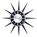 Sporting Goods : Retro Mod 16" Metal Sun Rays Wall Clock - Black/ Silver
