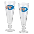 New York Knicks 2pc Pilsner Glass Set with Basketball on stem - Oval Logo NBA Basketball