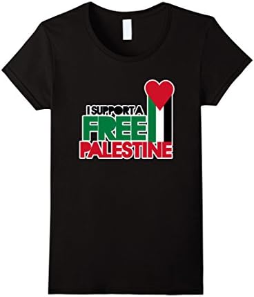 Women's I support a free Palestine shirt palestinian flag tshirt Medium Black