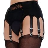 Nancies 8 strap lace front panelled suspender belt