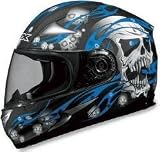 AFX FX-90 Skull Full Face Motorcycle Helmet Black/Blue Extra Small