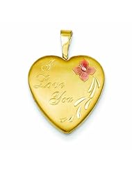 Genuine .925 1/20 Gold Filled 16mm Enameled Flower I Love You Heart Locket 18 2.2 Grams. 100% Satisfaction Guaranteed.