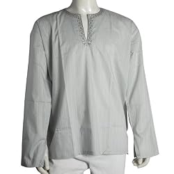 Mens Long Sleeve Casual Cotton Shirt Kurta India Chest 42 inches