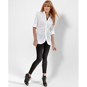 Buy BCBGMAXAZRIA Top, Roll Sleeve Stretch Cotton Poplin Twist Tunic by BCBGMAXAZRIA
