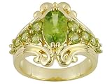 2.37CTW PERIDOT SCROLL DESIGN 18KT OVER STERLING SILVER RING