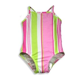 Girlfriends by Anita G. - Toddler Girls One Piece Swimsuit, Pink, White, Lime