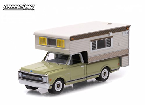 1969 Chevrolet C10 Cheyenne with Large Camper Hobby Exclusive 1/64 by Greenlight 29811