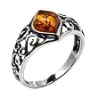 Sterling Silver Baltic Amber Marquise Shaped Ring