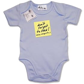Dirty Fingers - Post-it, Don't forget to feed, Burp, Change etc.. - Baby & Toddler Short Sleeve Bodysuit / BabyGrow, 0-3 months, Blue