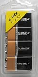 9 Volt Duracell Alkaline Batteries Coppertop 4 Pack MN1604