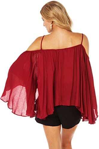 Bohemian Style Off-shoulder Flounced Hem Long Sleeve Chiffon Top