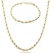 JOTW Goldtone 6mm 24 Inch Rope Chain Necklace with a Matching 10 Inch Bracelet Jewelry Set