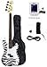 Crescent Electric Bass Guitar Starter Kit - Zebra Print Color (Includes CrescentTM Digital Tuner)