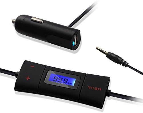 Digiplus Automatic Searching Wireless FM Transmitter 3.5mm Jack Stereo aux Radio adapter with Car Charger Adapter iPhone 4 4S 5 6 6s iPod Touch iPad 2 3 4 ipad mini MP3 Player Samsung HTC Smartphones Cell Phones Support Hands free calling