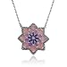 Sterling Silver Marcasite & Purple Epoxy Flower Necklace