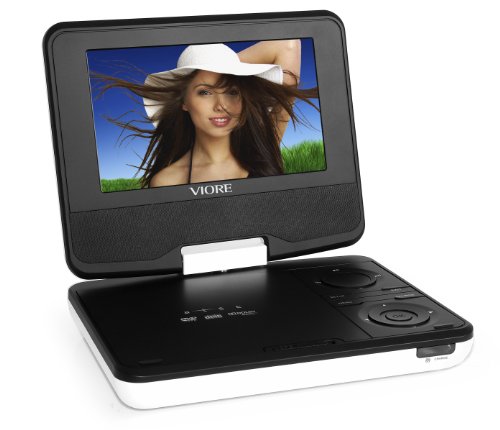 Viore PLCD7V2 7-Inch Portable LCD TV with Built-In DVD Player, Black/White