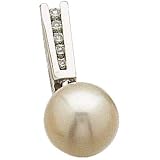 14kt White Gold Elegantly Akoya Pearl and Diamond Pendant - B0002VRNKW