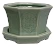 Celadon four seasons planter with saucer tray - hand glazed chinese porcelain