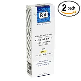 RoC Retinol Actif Pur Anti-Wrinkle Moisturizing Treatment Day, SPF-15, 1-Ounce Tubes (Pack of 2)