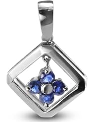 Playful Clover Pendant With Four 3 MM Genuine Round Sapphires In Silver.
