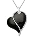 Sterling Silver Heart Onyx and Diamonds Heart Pendant, 18
