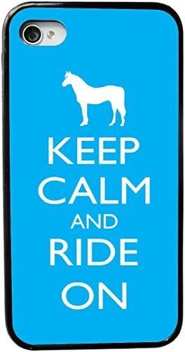 Rikki KnightTM Keep Calm and Ride On - Sky Blue Color Design iPhone 5 &amp; 5s Case Cover (Black Rubber with bumper protection) for Apple iPhone 5 &amp; 5s