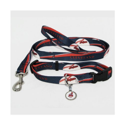 Cleveland Indians Dog Collar & Leash Set