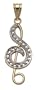 14k Yellow Gold and Rhodium Faux Music Note Charm
