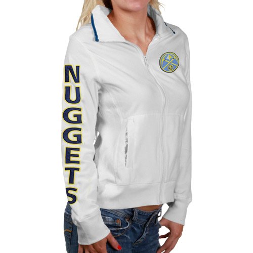 Denver Nuggets Ladies Cream Frost Full Zip Fleece Jacket (Large)