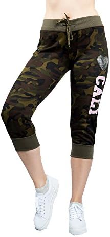 Special One- Active Fleece Capri Leggings Army Camouflage &amp; Applique Print